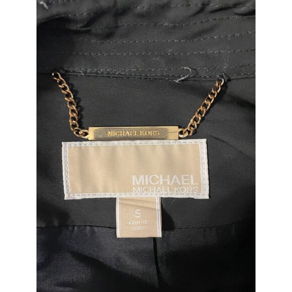 Michael Kors S Womens Black Trench Coat With Gold Grommets and belted - Picture 6 of 13